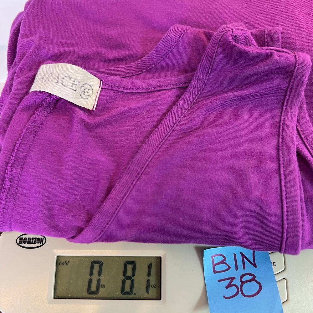 Larace Tunic Tank Top Womens XL fits to 2X Purple Sharkbite Hem V-Neck Sleeveles - Picture 9 of 9